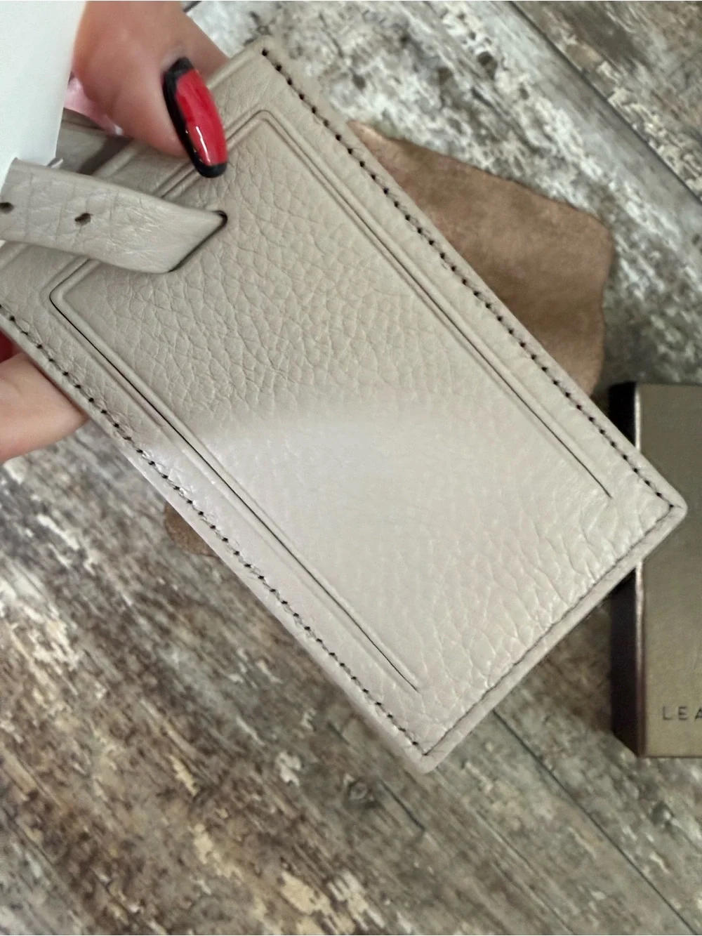 2 for $30 sale: New in box leatherology sand/cream colored Deluxe Luggage Tag